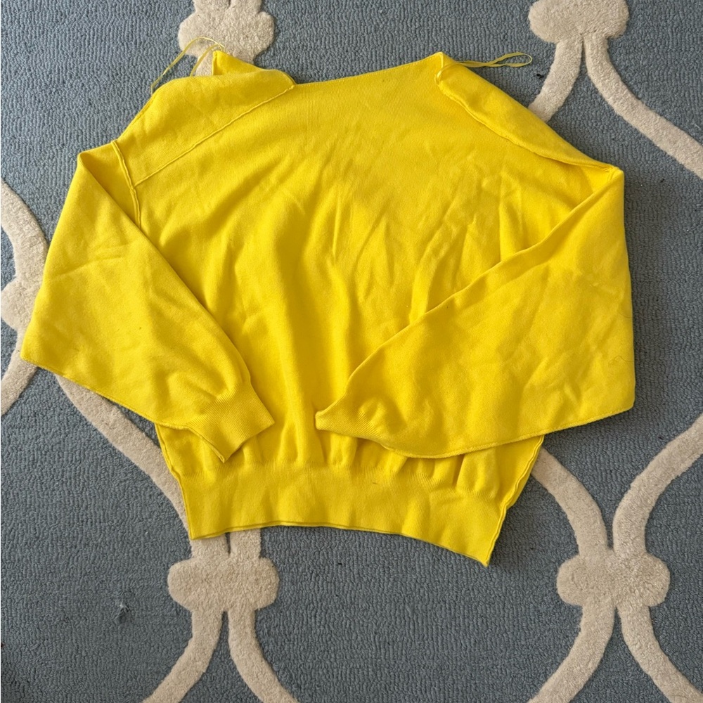 Free People Off-the-Shoulder Sweater in Bright Yellow